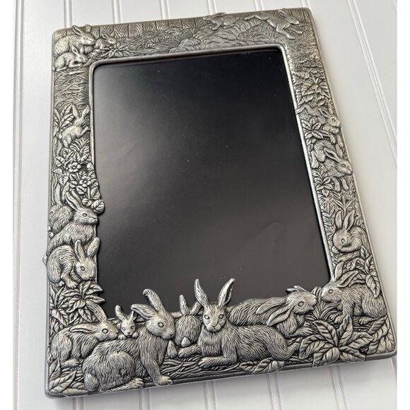 Vtg 1987 Arthur Court 8 X 10 3D Rabbit Photo Frame Silver Tone Easter Spring - Picture 2 of 5